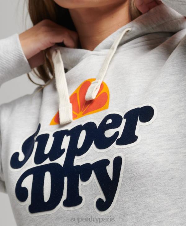 Superdry femmes sweat à capuche nostalgie vintage cooper D64Z5770 vêtements gris clair