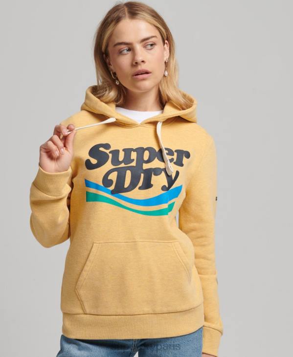 Superdry femmes sweat à capuche nostalgie vintage cooper D64Z5867 vêtements jaune