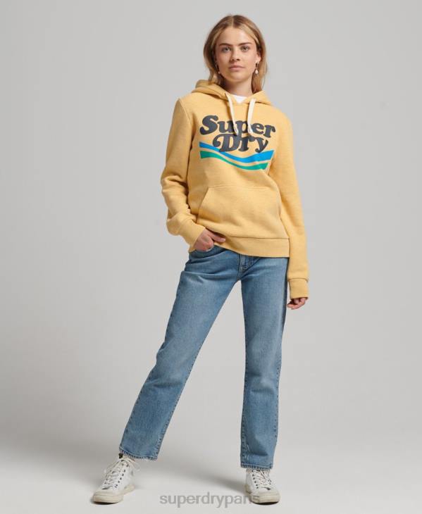 Superdry femmes sweat à capuche nostalgie vintage cooper D64Z5867 vêtements jaune