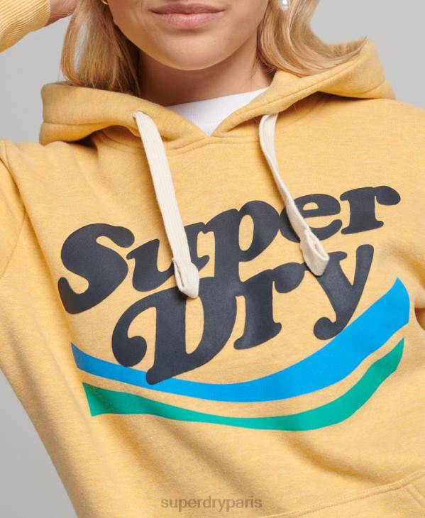 Superdry femmes sweat à capuche nostalgie vintage cooper D64Z5867 vêtements jaune