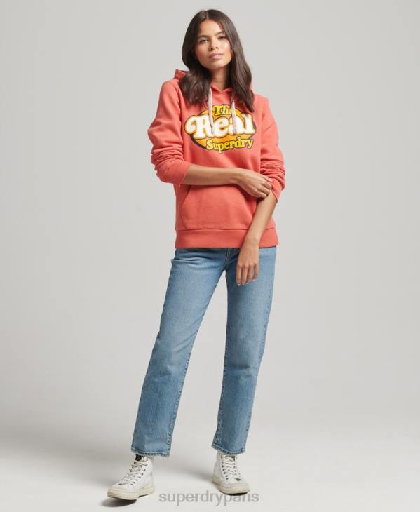 Superdry femmes sweat à capuche nostalgie vintage cooper D64Z6116 vêtements orange