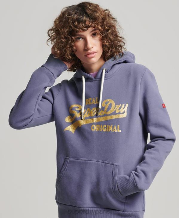 Superdry femmes sweat à capuche original à logo vintage D64Z3322 vêtements violet