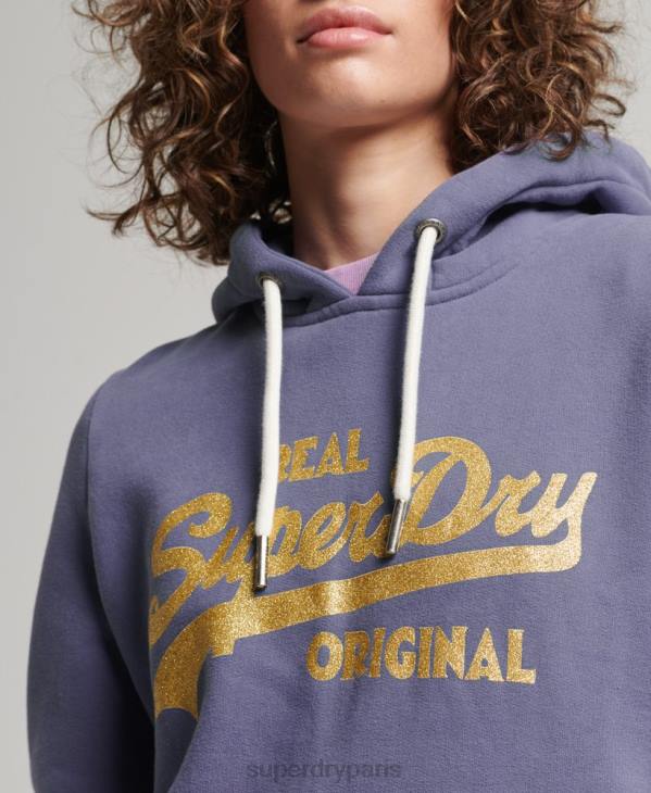 Superdry femmes sweat à capuche original à logo vintage D64Z3322 vêtements violet