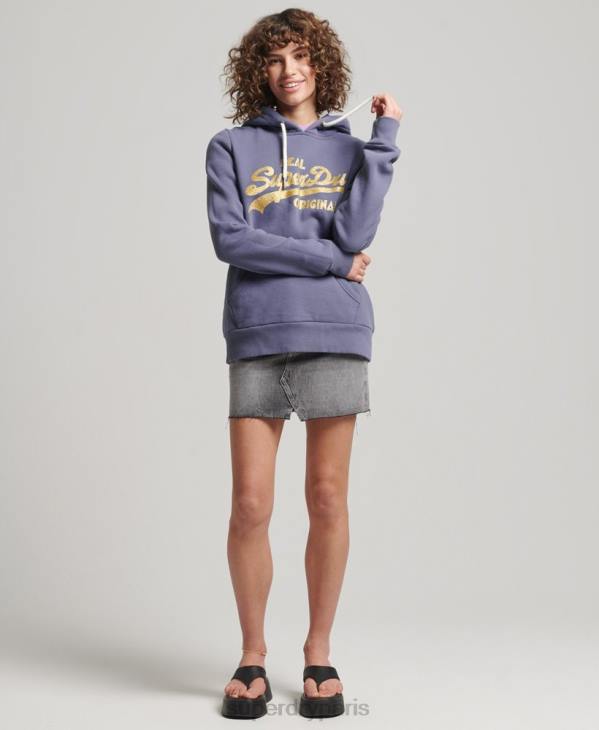 Superdry femmes sweat à capuche original à logo vintage D64Z3322 vêtements violet