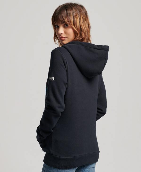 Superdry femmes sweat à capuche orné D64Z2160 vêtements marine
