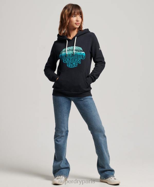 Superdry femmes sweat à capuche orné D64Z2160 vêtements marine