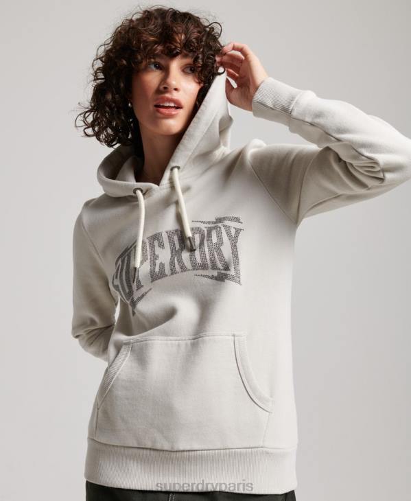 Superdry femmes sweat à capuche orné D64Z3280 vêtements gris clair