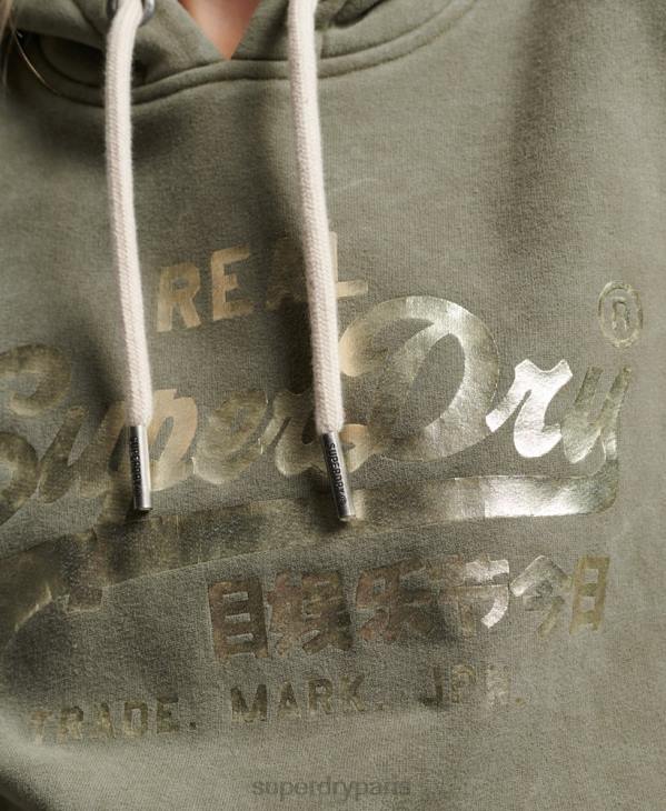 Superdry femmes sweat à capuche orné D64Z3284 vêtements vert