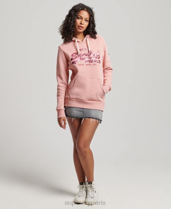 Superdry femmes sweat à capuche orné D64Z3314 vêtements rose
