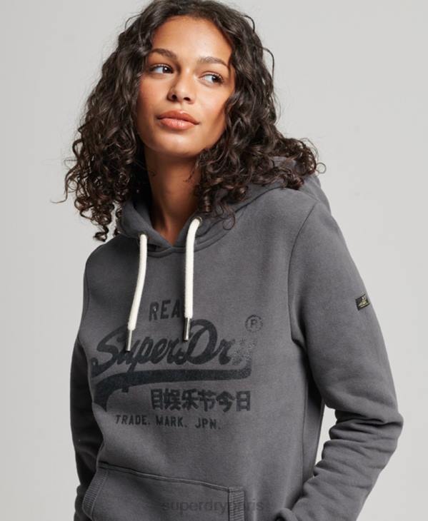 Superdry femmes sweat à capuche orné D64Z3405 vêtements gris foncé