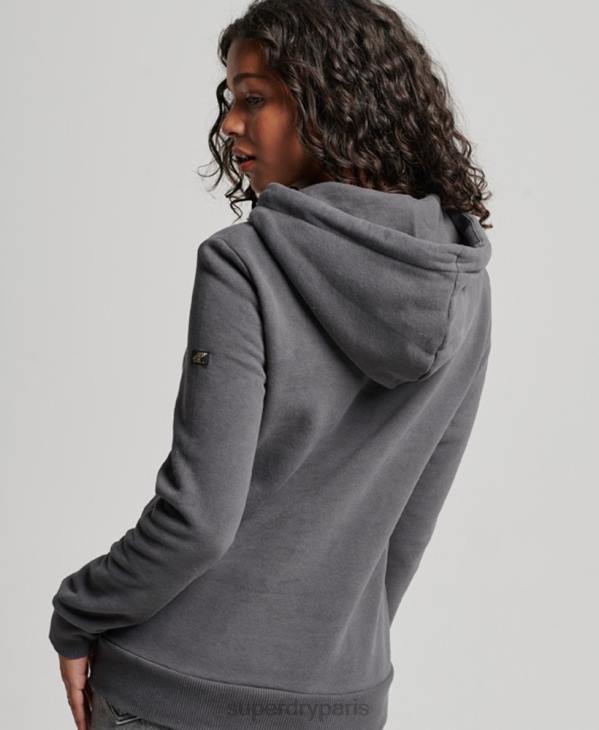 Superdry femmes sweat à capuche orné D64Z3405 vêtements gris foncé