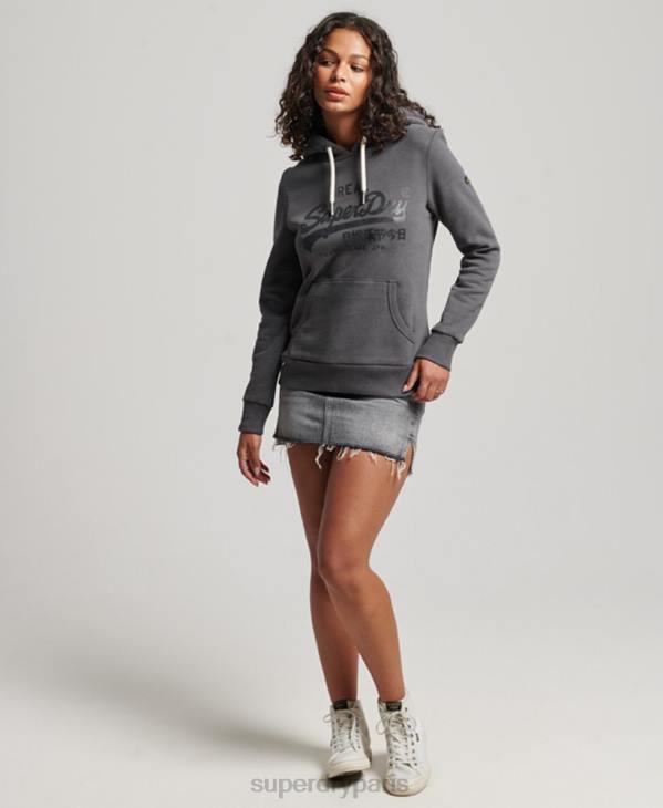 Superdry femmes sweat à capuche orné D64Z3405 vêtements gris foncé