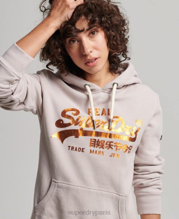 Superdry femmes sweat à capuche orné D64Z3424 vêtements beige