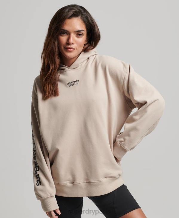 Superdry femmes sweat à capuche oversize D64Z3381 vêtements beige