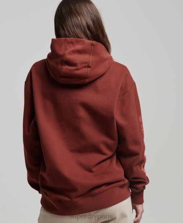 Superdry femmes sweat à capuche oversize D64Z3392 vêtements brun