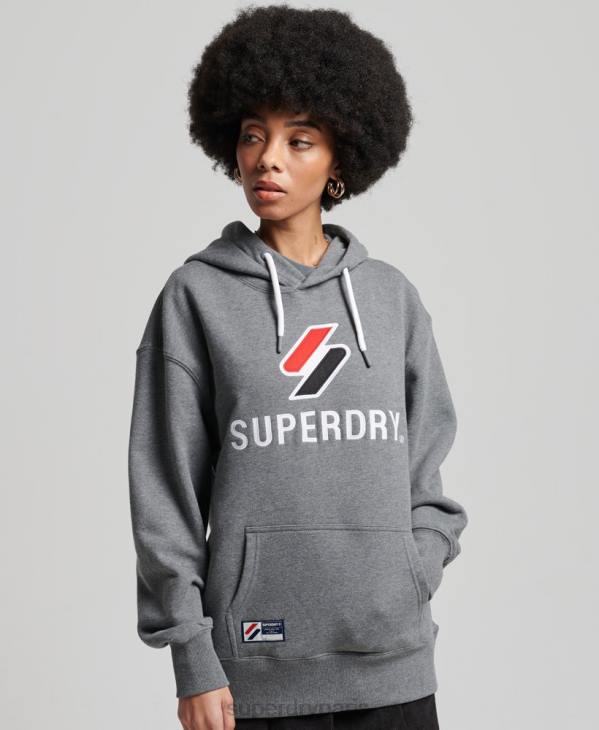 Superdry femmes sweat à capuche oversize appliqué D64Z3390 vêtements gris foncé