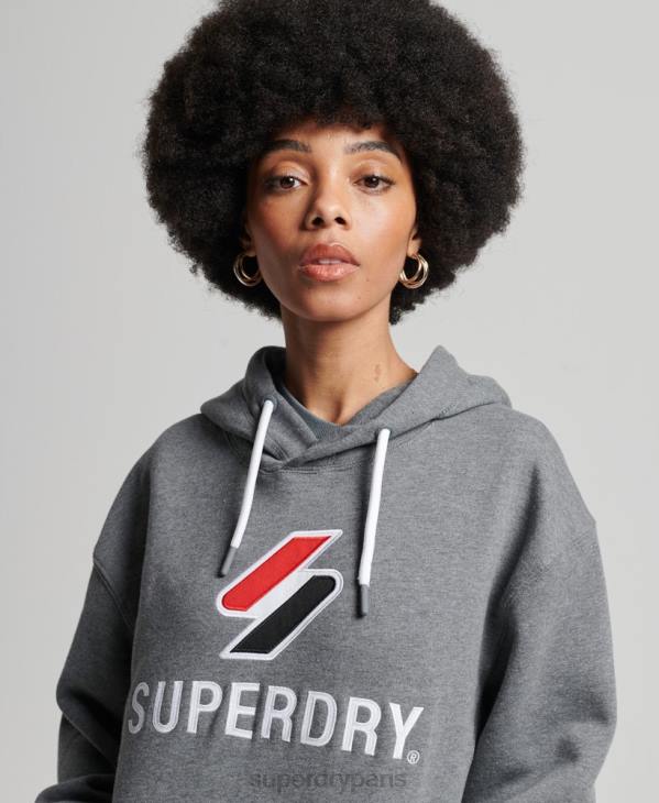 Superdry femmes sweat à capuche oversize appliqué D64Z3390 vêtements gris foncé