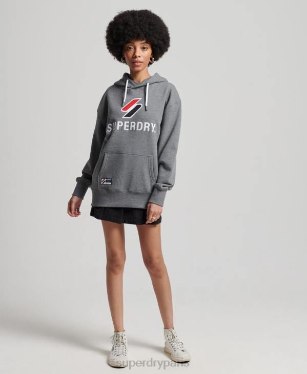 Superdry femmes sweat à capuche oversize appliqué D64Z3390 vêtements gris foncé