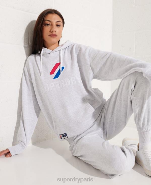 Superdry femmes sweat à capuche oversize appliqué D64Z3449 vêtements gris clair