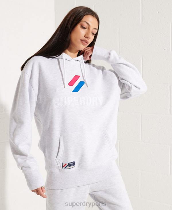 Superdry femmes sweat à capuche oversize appliqué D64Z3449 vêtements gris clair