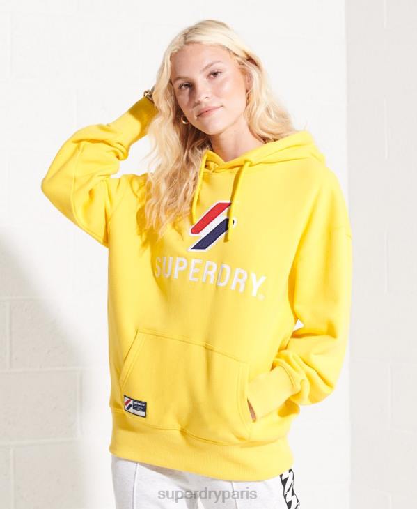 Superdry femmes sweat à capuche oversize appliqué D64Z5992 vêtements jaune