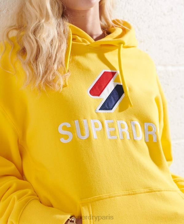 Superdry femmes sweat à capuche oversize appliqué D64Z5992 vêtements jaune