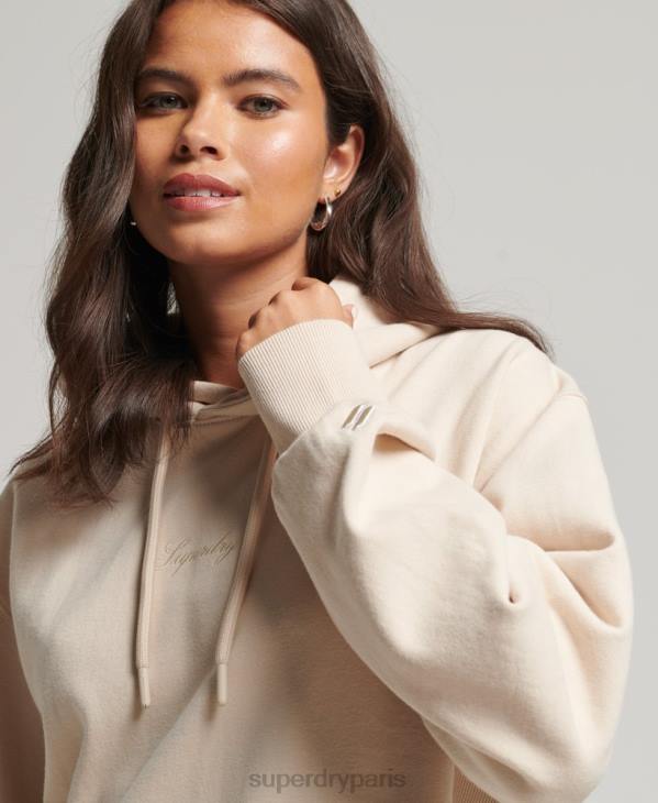 Superdry femmes sweat à capuche oversize avec logo code s D64Z5911 vêtements crème