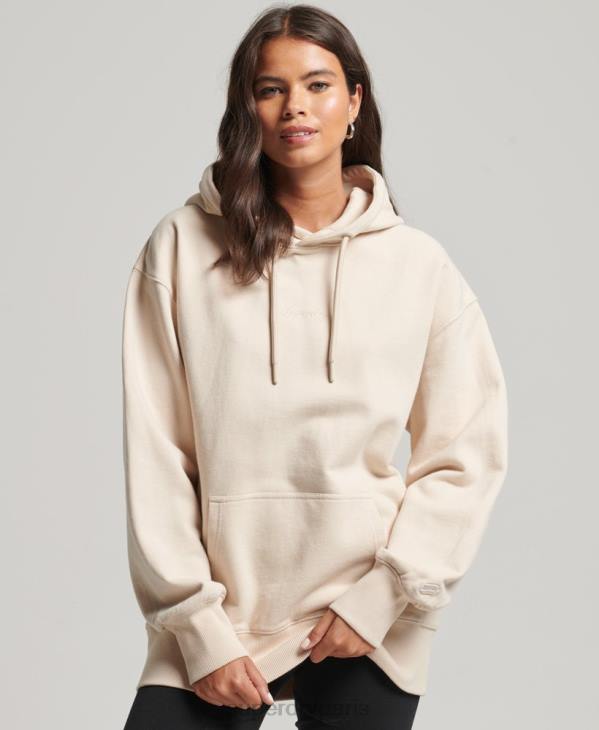 Superdry femmes sweat à capuche oversize avec logo code s D64Z5911 vêtements crème