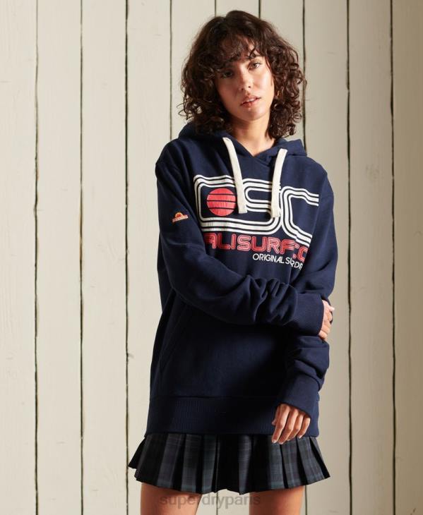 Superdry femmes sweat à capuche oversize cali surf D64Z6606 vêtements marine