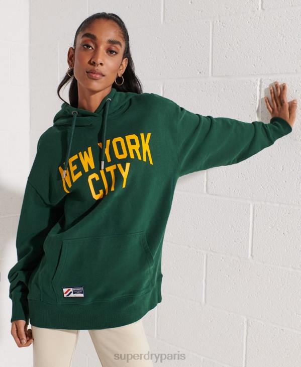 Superdry femmes sweat à capuche oversize city college D64Z5993 vêtements vert