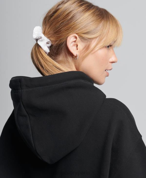 Superdry femmes sweat à capuche oversize code chenille D64Z5954 vêtements noir