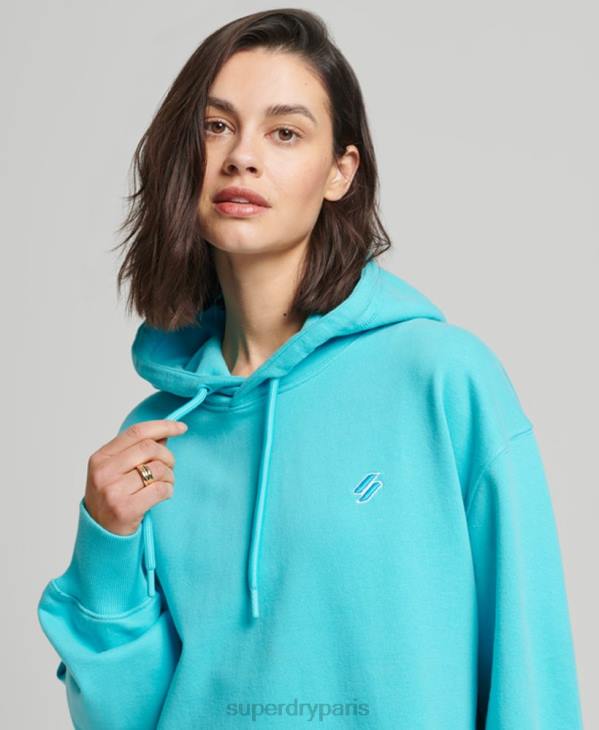 Superdry femmes sweat à capuche oversize code essentiel D64Z5796 vêtements turquoise