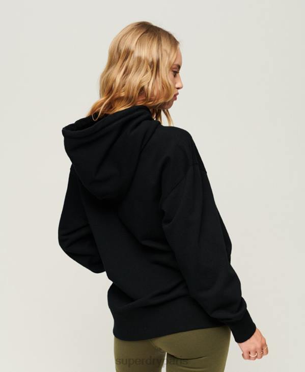Superdry femmes sweat à capuche oversize code heraldry D64Z1982 vêtements noir