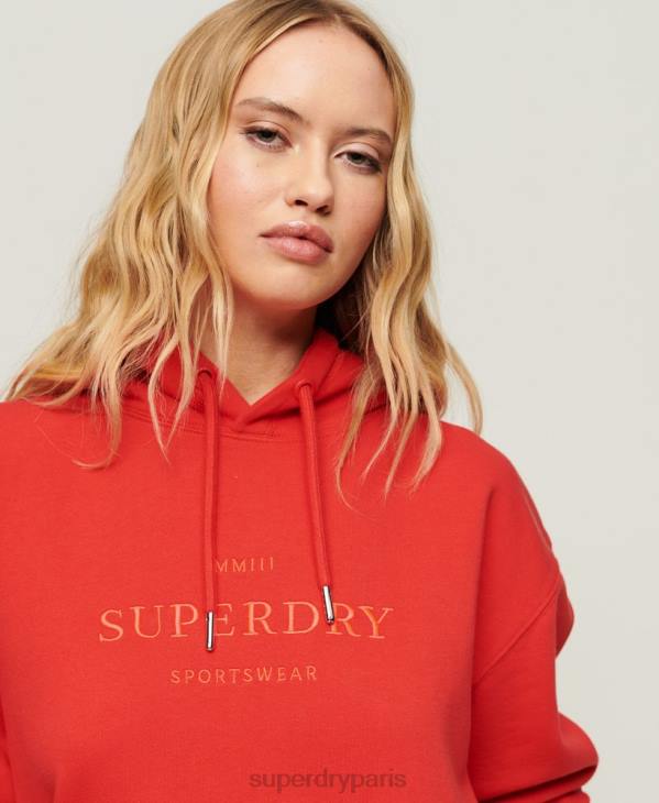 Superdry femmes sweat à capuche oversize code heraldry D64Z2018 vêtements rouge