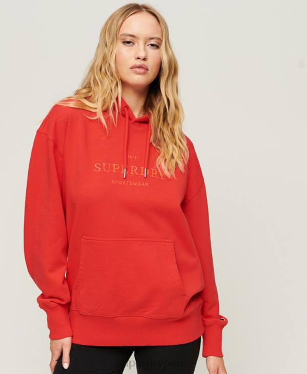 Superdry femmes sweat à capuche oversize code heraldry D64Z2018 vêtements rouge