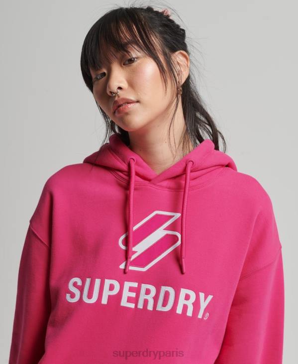 Superdry femmes sweat à capuche oversize à code superposé appliqué D64Z3432 vêtements rose