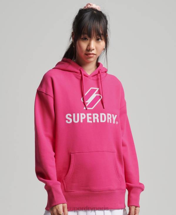 Superdry femmes sweat à capuche oversize à code superposé appliqué D64Z3432 vêtements rose