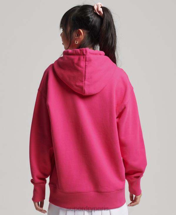 Superdry femmes sweat à capuche oversize à code superposé appliqué D64Z3432 vêtements rose