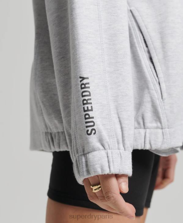 Superdry femmes sweat à capuche oversize code tech D64Z5790 vêtements gris
