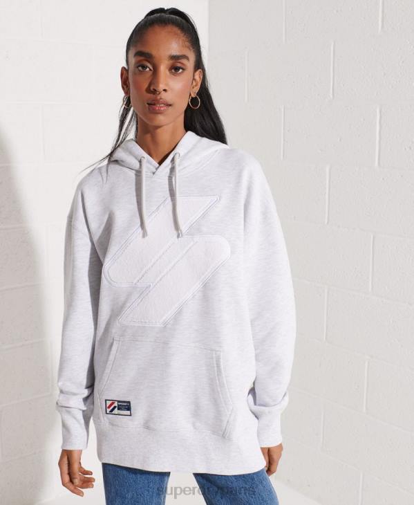 Superdry femmes sweat à capuche oversize en chenille à logo code D64Z6174 vêtements gris clair