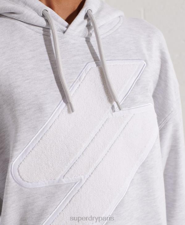 Superdry femmes sweat à capuche oversize en chenille à logo code D64Z6174 vêtements gris clair