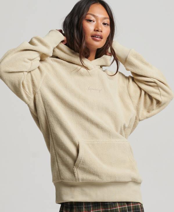 Superdry femmes sweat à capuche oversize en molleton graphique D64Z5872 vêtements beige