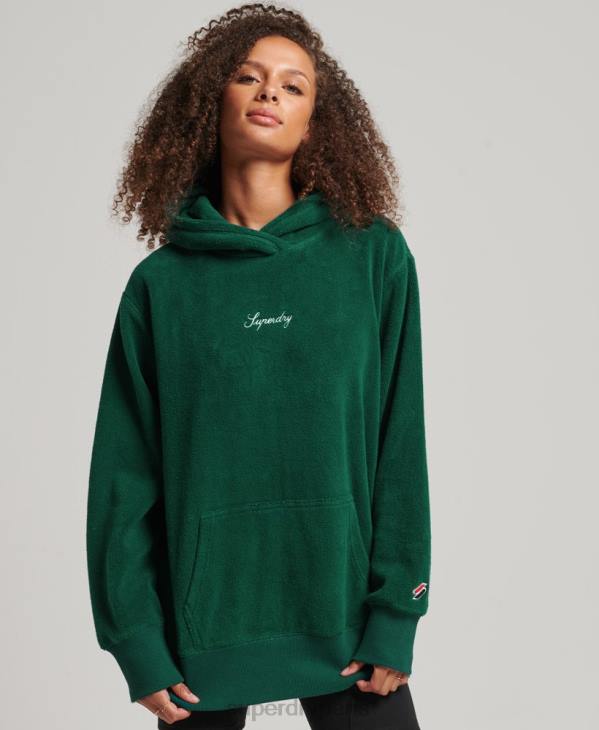 Superdry femmes sweat à capuche oversize en molleton graphique D64Z5919 vêtements vert