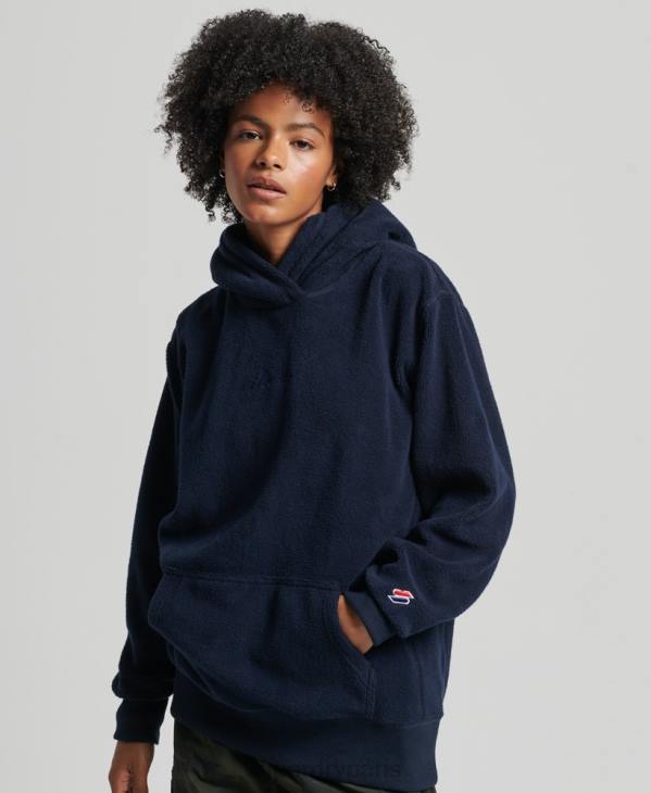 Superdry femmes sweat à capuche oversize en molleton graphique D64Z5920 vêtements marine