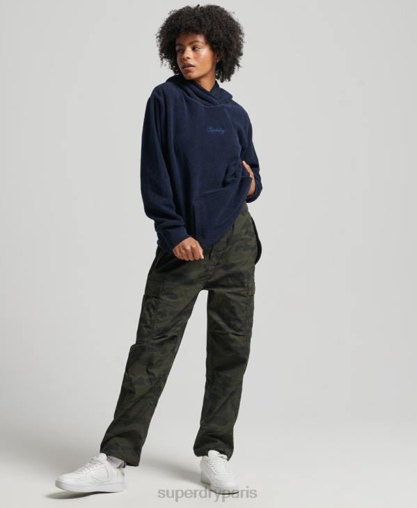 Superdry femmes sweat à capuche oversize en molleton graphique D64Z5920 vêtements marine