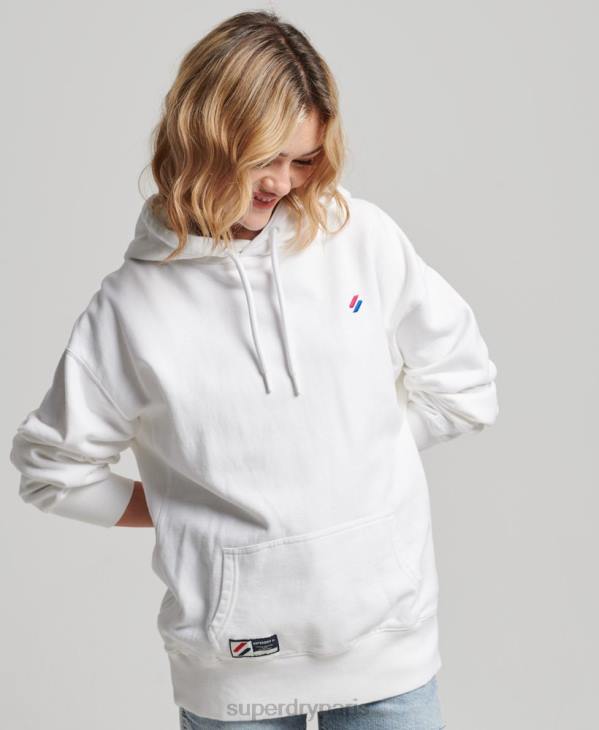 Superdry femmes sweat à capuche oversize essentiel en coton biologique D64Z5768 vêtements blanc