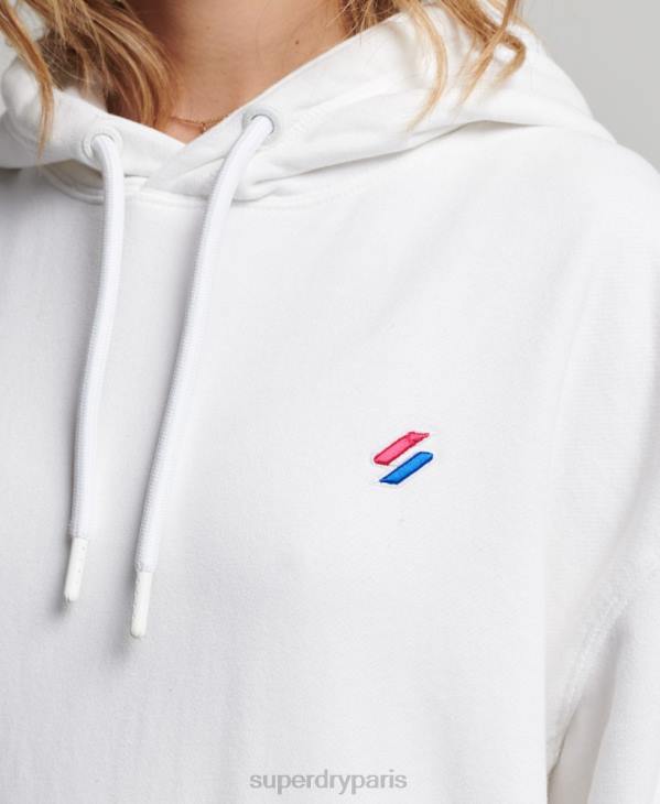 Superdry femmes sweat à capuche oversize essentiel en coton biologique D64Z5768 vêtements blanc