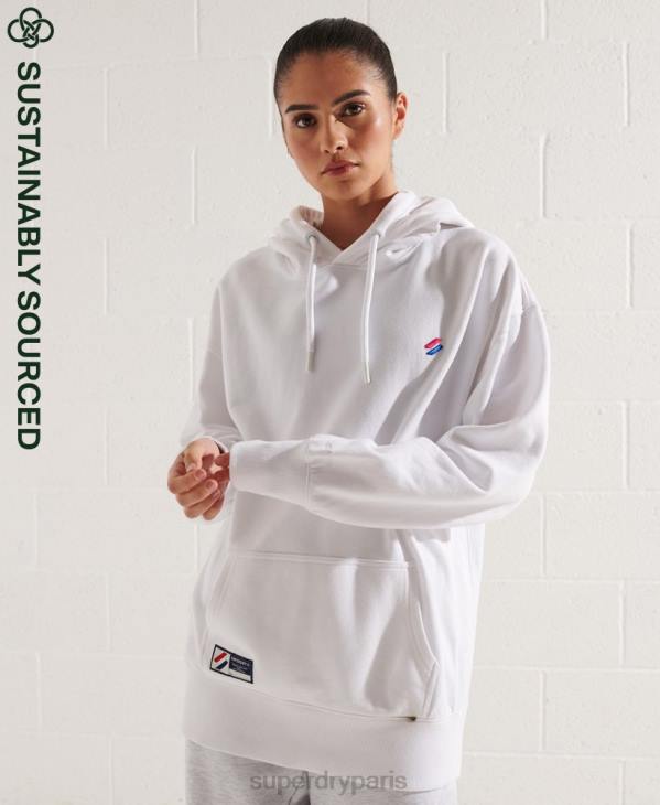 Superdry femmes sweat à capuche oversize essentiel en coton biologique D64Z5768 vêtements blanc