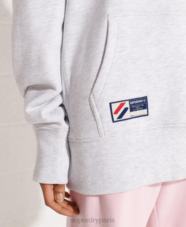 Superdry femmes sweat à capuche oversize essentiel en coton biologique D64Z5852 vêtements gris clair