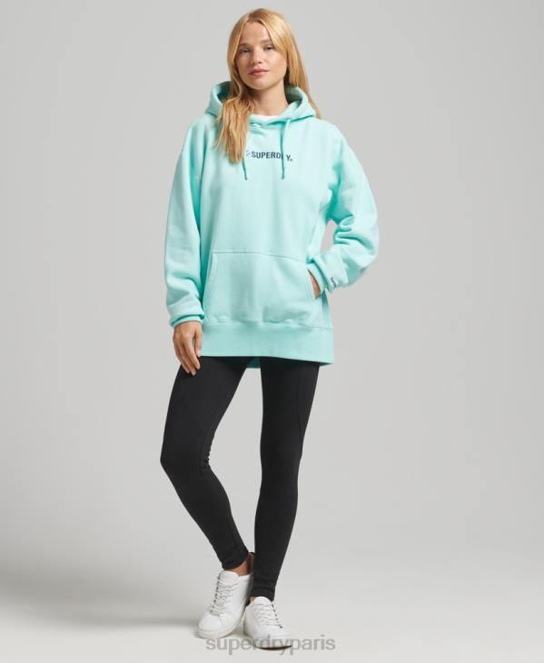 Superdry femmes sweat à capuche oversize à logo appliqué D64Z3434 vêtements bleu